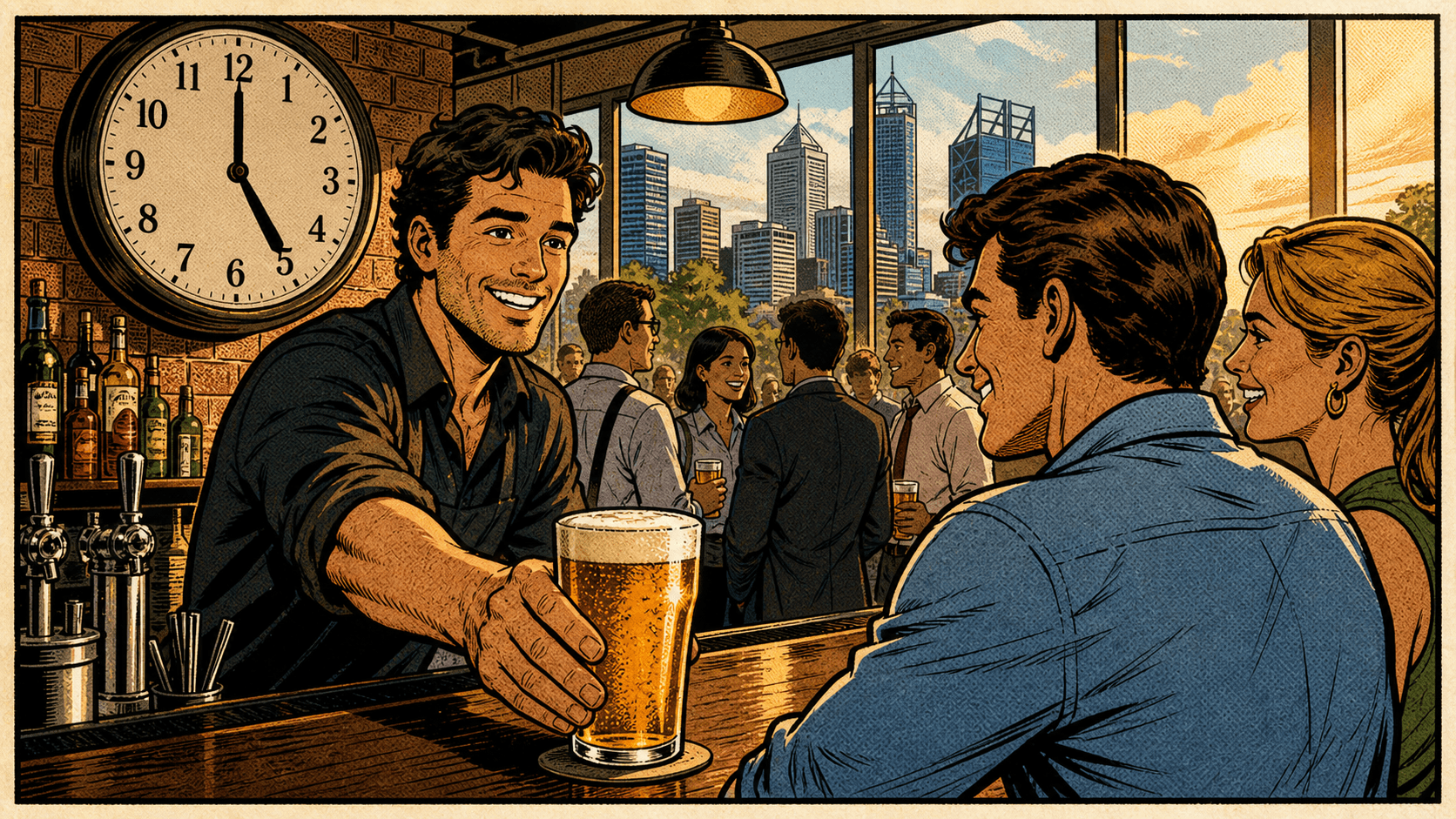 Monday happy-hour pint in Perth